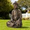 Set of 2 29.5"H Oversized MGO Bronze Meditating Buddha Statue